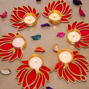 Lotus Design Decorative Tealight Candle Holders (Set of 6)
